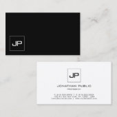 Elegant modern Professional Monogram zwart wit Visitekaartje (Voorkant / Achterkant)