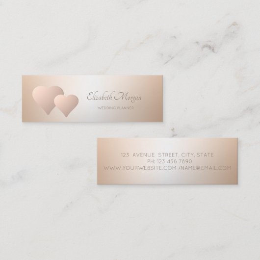 Elegant modern Professional Roos Gold Hearts Mini Visitekaartje (Voorkant / Achterkant)