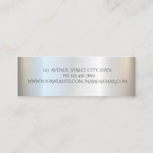Elegant Modern Professional Silver Marble Mini Visitekaartje (Achterkant)