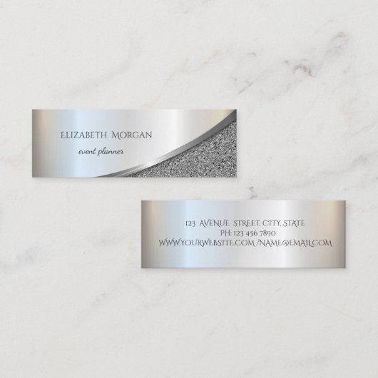 Elegant Modern Professional Silver Marble Mini Visitekaartje (Voorkant / Achterkant)