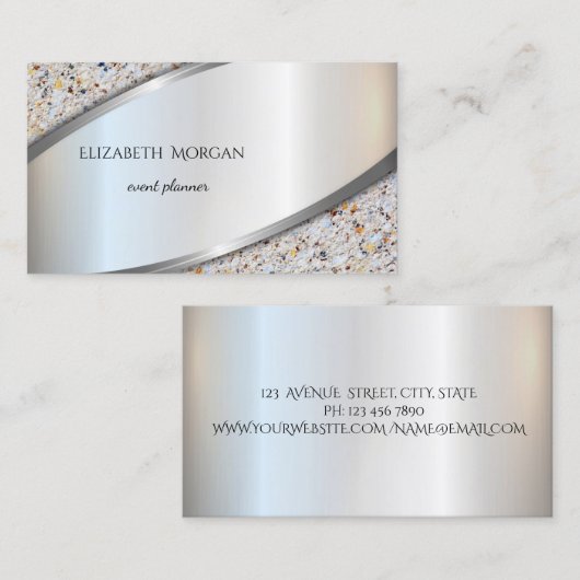 Elegant Modern Professional Silver, marmer Visitekaartje (Voorkant / Achterkant)
