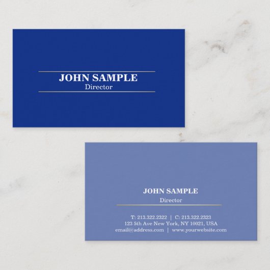 Elegant modern professioneel design blauw goud visitekaartje (Voorkant / Achterkant)