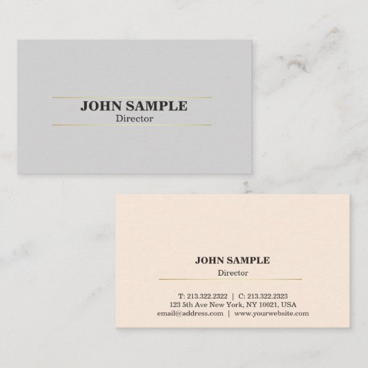 Elegant modern professioneel design grijs goud visitekaartje (Voorkant / Achterkant)