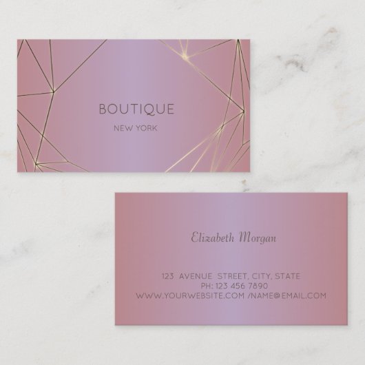 Elegant modern professioneel geometrisch, glanzend visitekaartje (Voorkant / Achterkant)