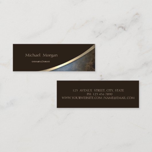 Elegant modern professioneel, goud, leder mini visitekaartje (Voorkant / Achterkant)
