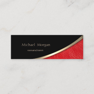 Elegant Modern Professioneel,Goud,Rode Leer Look Mini Visitekaartje