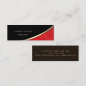 Elegant modern professioneel, goud, rood leder mini visitekaartje (Voorkant / Achterkant)