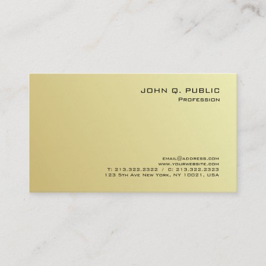 Elegant, modern, professioneel gouddesign luxe visitekaartje (Voorkant)