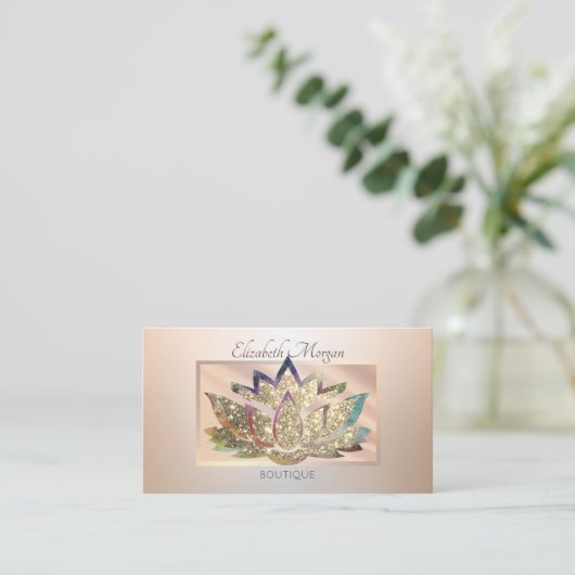 Elegant modern professioneel Lijst, Glitter Lotus Visitekaartje (Staand voorkant)