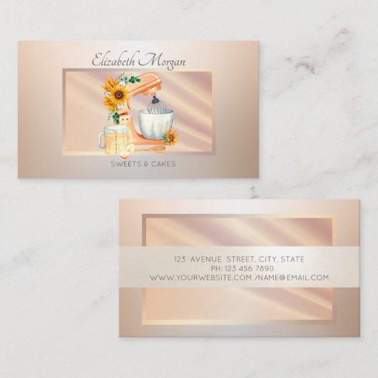 Elegant modern professioneel Lijst, mixer Sunflowe Visitekaartje (Voorkant / Achterkant)