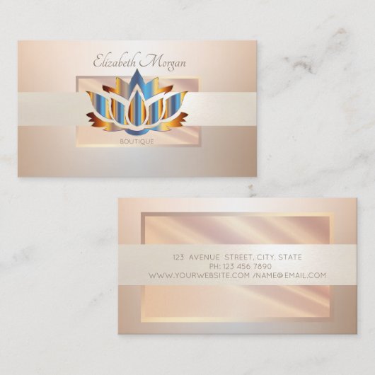 Elegant modern professioneel Lijst, Stripe Lotus Visitekaartje (Voorkant / Achterkant)