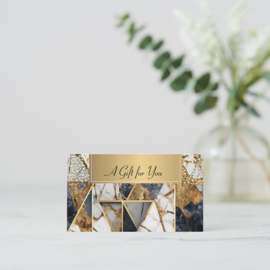 Elegant Modern, Professioneel Marmeren Goud Geomet Kortingskaartje (Staand voorkant)