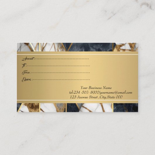 Elegant Modern, Professioneel Marmeren Goud Geomet Kortingskaartje (Achterkant)