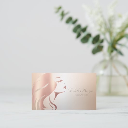 Elegant modern professioneel meisje Face Silhouett Visitekaartje (Staand voorkant)