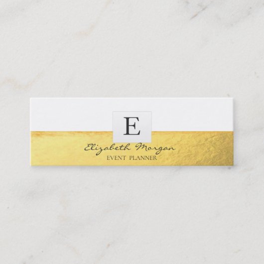 Elegant Modern Professioneel Monogram Goud, Wit Mini Visitekaartje (Voorkant)