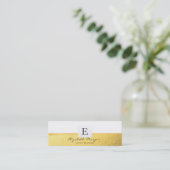 Elegant Modern Professioneel Monogram Goud, Wit Mini Visitekaartje (Staand voorkant)