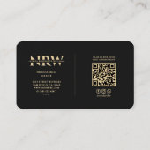 Elegant modern professioneel monogram zwart goud visitekaartje (Achterkant)