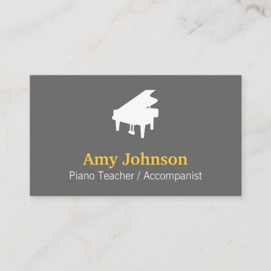 Elegant, modern, professioneel, pianoleraar visitekaartje (Voorkant)