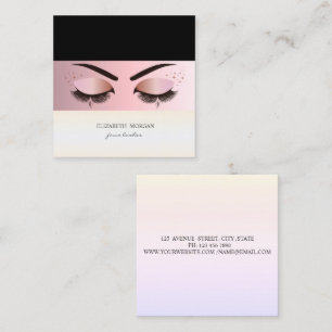 Elegant modern professioneel streep, Faux Lashes Vierkante Visitekaartje