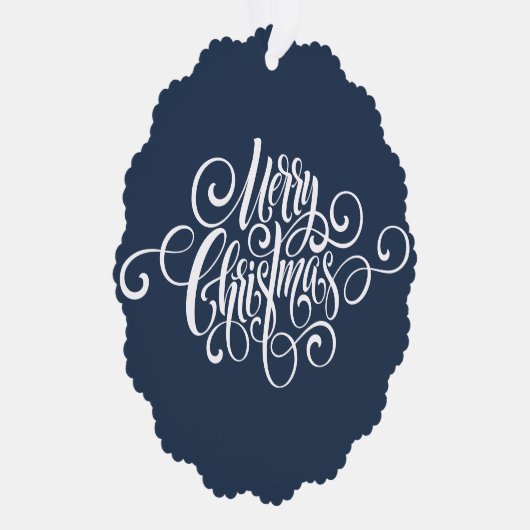 Elegant Modern Professioneel Vrolijk Kerstmis Scri Ornament Kaart (Rechts)