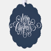 Elegant Modern Professioneel Vrolijk Kerstmis Scri Ornament Kaart (Links)