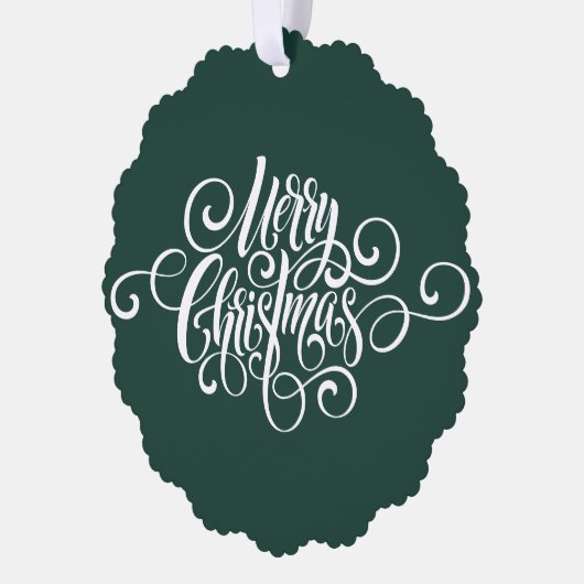 Elegant Modern Professioneel Vrolijk Kerstmis Scri Ornament Kaart (Links)