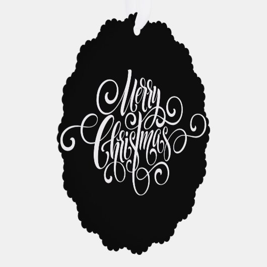 Elegant Modern Professioneel Vrolijk Kerstmis Scri Ornament Kaart (Rechts)