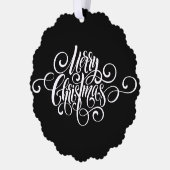 Elegant Modern Professioneel Vrolijk Kerstmis Scri Ornament Kaart (Links)