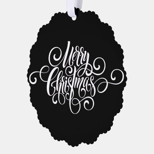 Elegant Modern Professioneel Vrolijk Kerstmis Scri Ornament Kaart (Links)