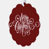 Elegant Modern Professioneel Vrolijk Kerstmis Scri Ornament Kaart (Links)