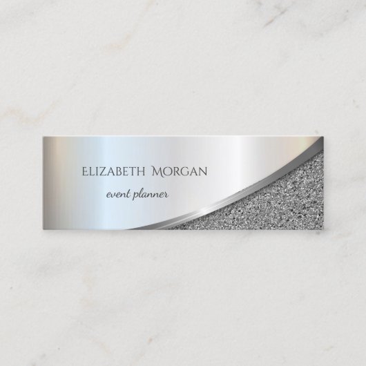 Elegant Modern Professioneel Zilver Marmer Mini Visitekaartje (Voorkant)