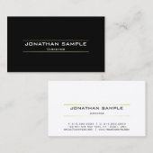 Elegant Modern Professioneel Zwart Wit Goud Vlak Visitekaartje (Voorkant / Achterkant)