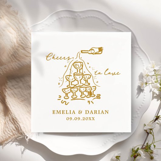 Elegant Modern Proost op Liefde Minimalistische Br Servet