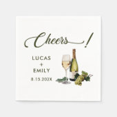 Elegant Modern Proost Script Wijn Bloemen Bruiloft Servet (Voorkant)