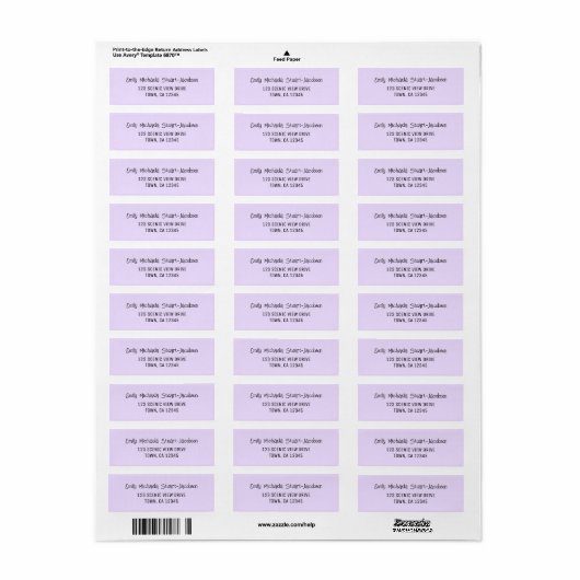 Elegant Modern Purple Casual Contemporary Script Etiket (Full Sheet)