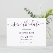 Elegant Modern Purple Wedding Save The Date (Staand voorkant)