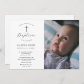 Elegant Modern Puur Wit Doopsel Kaart (Voorkant / Achterkant)