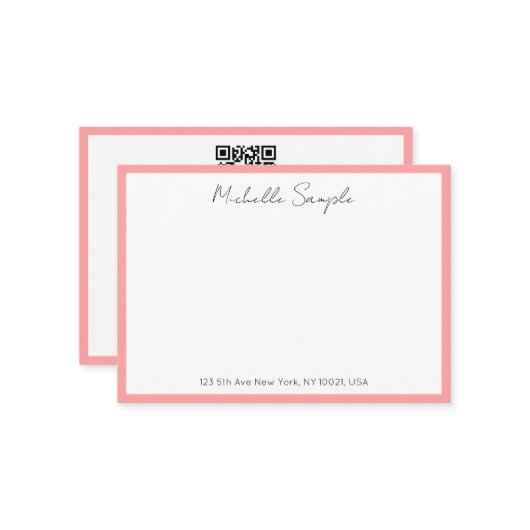 Elegant Modern QR Code Typography Script Name Notitiekaartje (Voorkant / Achterkant in situ)