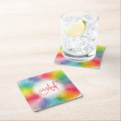 Elegant Modern Rainbow Abstracte Monogram Sjabloon Kartonnen Onderzetters (Insitu)