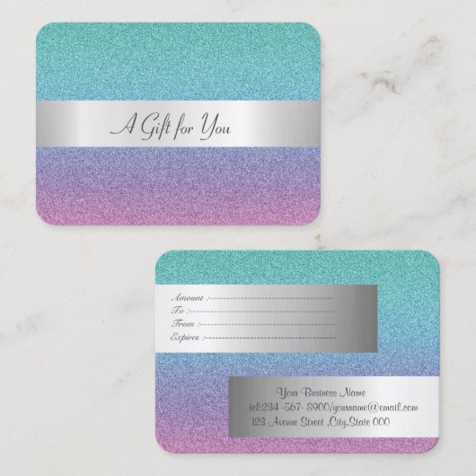 Elegant Modern Rainbow Ombre Glitter, Stripes Kortingskaartje (Voorkant / Achterkant)