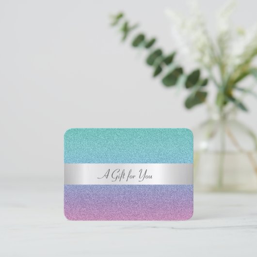 Elegant Modern Rainbow Ombre Glitter, Stripes Kortingskaartje (Staand voorkant)