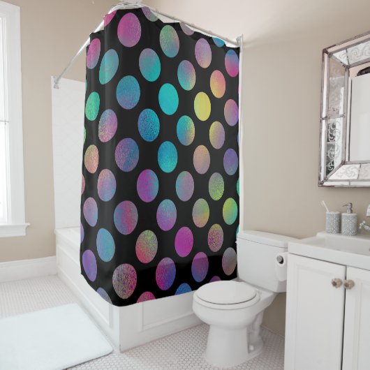 Elegant Modern Rainbow Polka Dots Patroon | Douchegordijn (In situ)