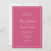Elegant Modern Raspberry Pink Wedding Uitnodiging (Voorkant)
