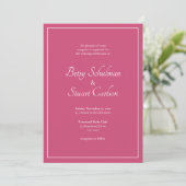 Elegant Modern Raspberry Pink Wedding Uitnodiging (Staand voorkant)