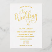 Elegant modern Real Gold Script Weddenschap Folie Uitnodiging (Voorkant)