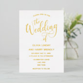 Elegant modern Real Gold Script Weddenschap Folie Uitnodiging (Staand Voorkant)