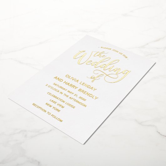 Elegant modern Real Gold Script Weddenschap Folie Uitnodiging (Gedraaid)