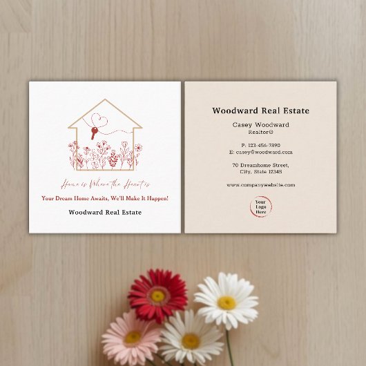 Elegant Modern Realtor Vastgoed Slogan Logo Vierkante Visitekaartje