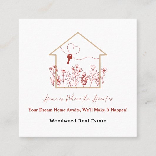 Elegant Modern Realtor Vastgoed Slogan Logo Vierkante Visitekaartje (Voorkant)