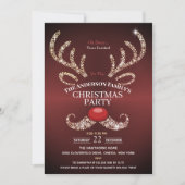 Elegant Modern Red and Gold Reindeer Christmas Kaart (Voorkant)